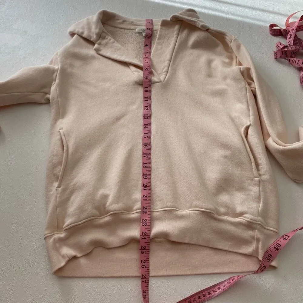 A.L.C. Blush Pink Collared Sweatshirt | Pullover Fleece Top Size XS